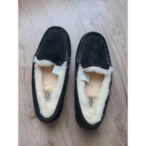 Ugg Ansley Black Suede Fur Slippers NWOT